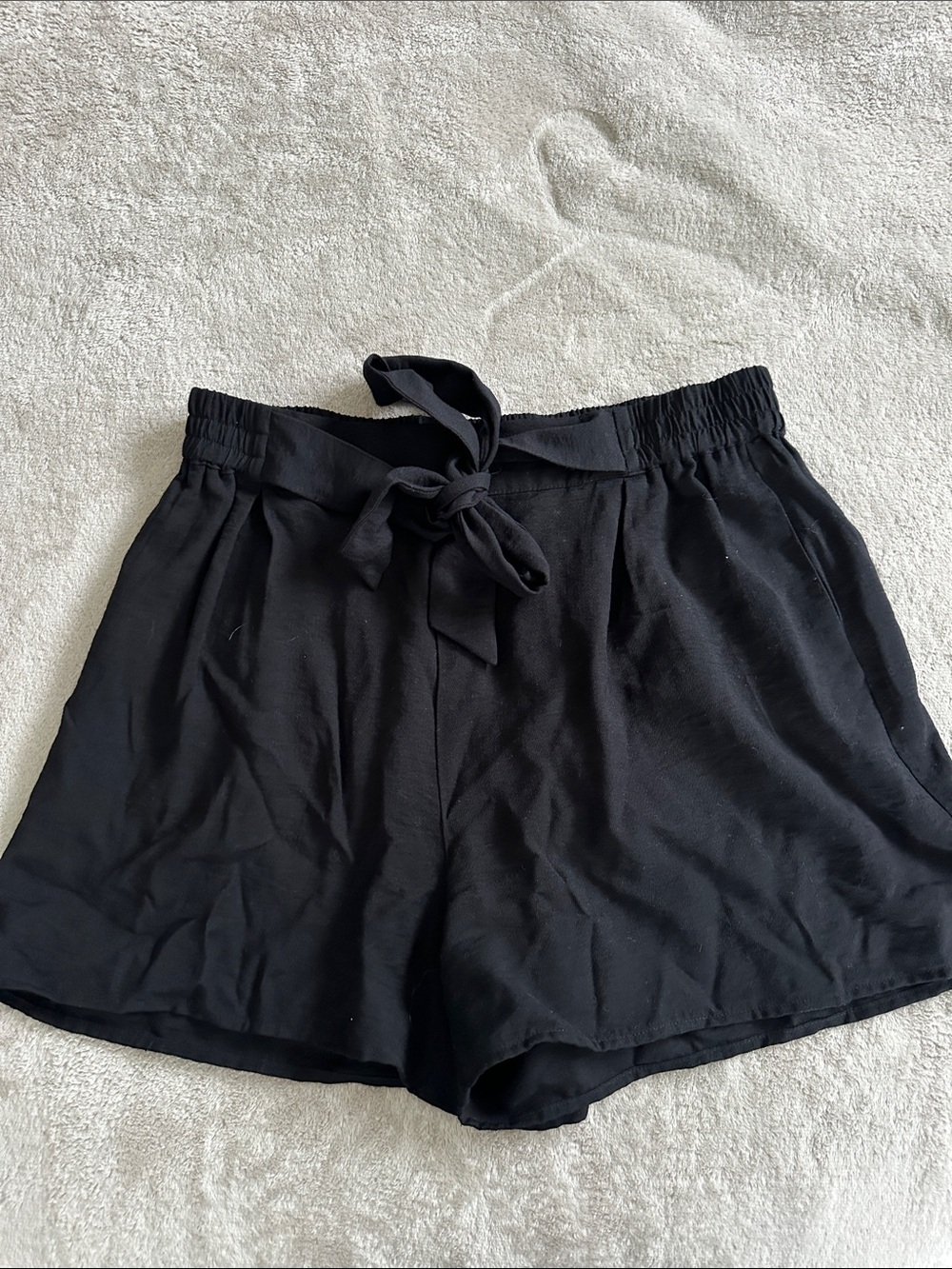 CeCe Black Tie-Waist Bermuda Shorts